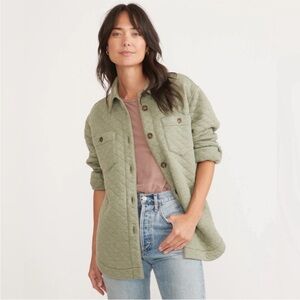 Marine Layer Quilted Shacket in Light Olive Green